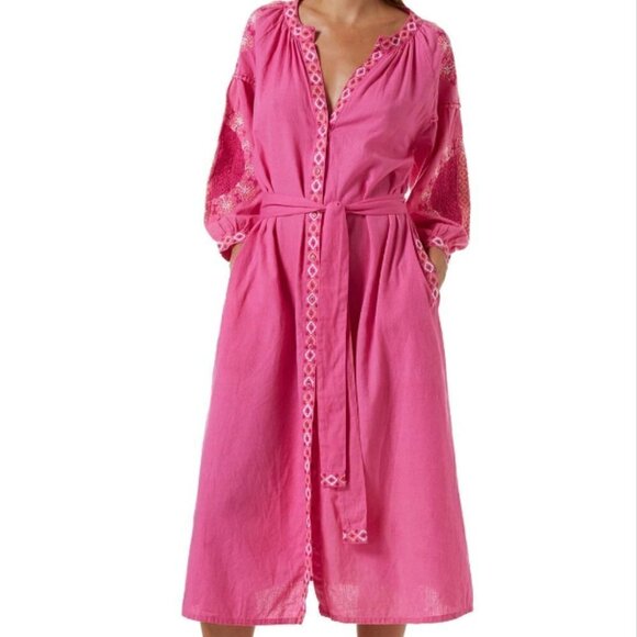 NEW NWT Melissa Odabash Melanie SS Flamingo Kaftan Dress Size XS - Picture 2 of 11